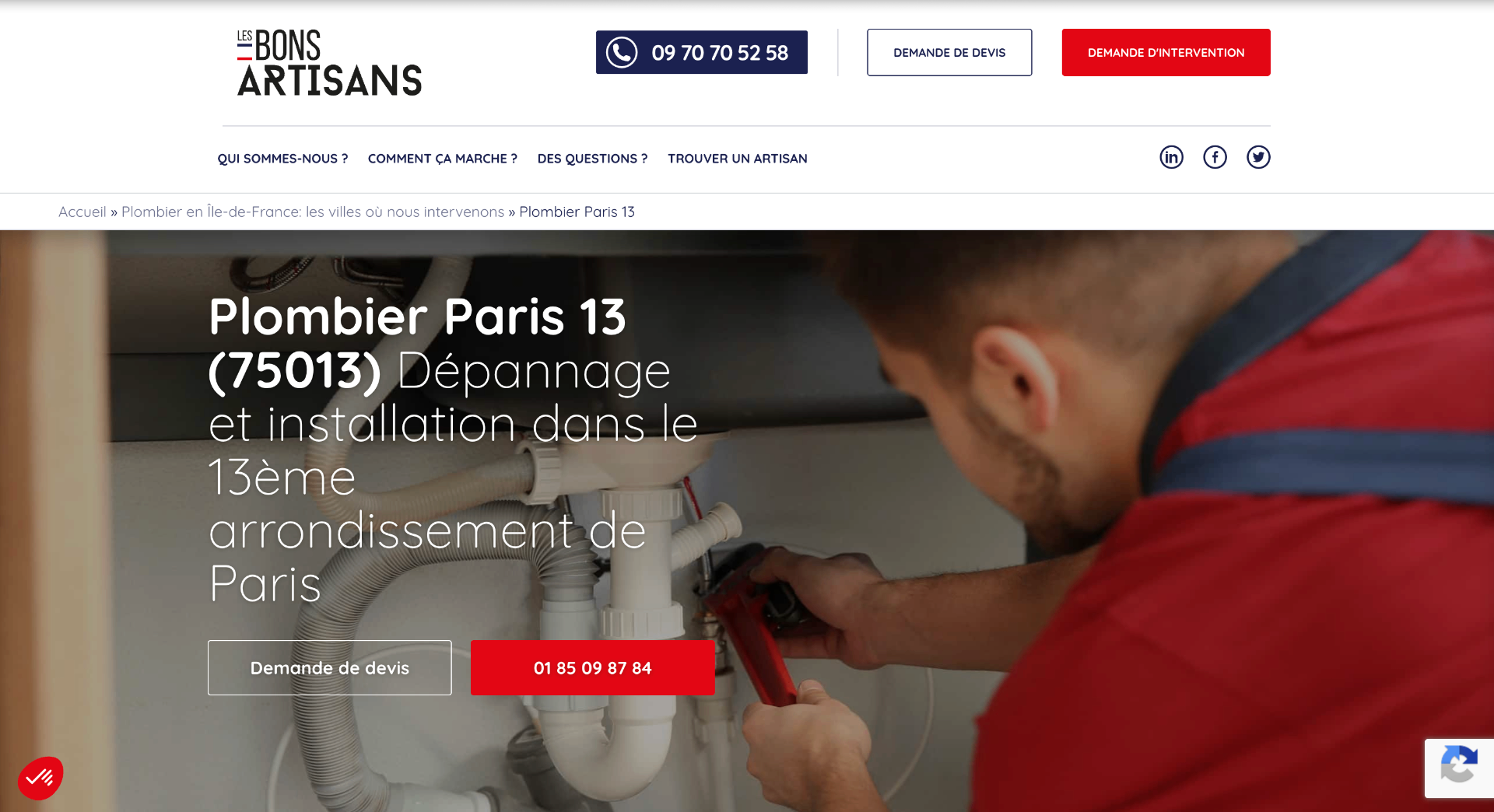 Les Bons Artisans — Plombier à Paris 13ème